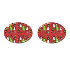 Santa Snowman Gift Holiday Cufflinks (oval) by Uceng