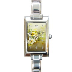 Watercolor Yellow And-white Flower Background Rectangle Italian Charm Watch by artworkshop