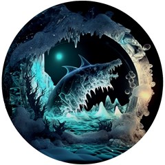 Sculpture Dinosaur Shark Frozen Winter Fantasy Uv Print Round Tile Coaster