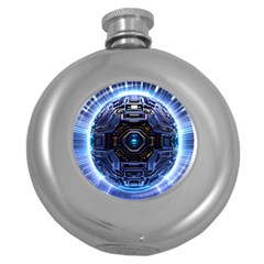 Ai Generated Digital Technology Computer Internet Round Hip Flask (5 Oz) by Ravend