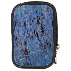 Blue Abstract Texture Print Compact Camera Leather Case by dflcprintsclothing