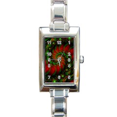 Fractal Green Red Spiral Happiness Vortex Spin Rectangle Italian Charm Watch by Ravend