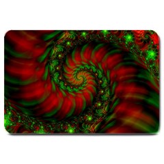 Fractal Green Red Spiral Happiness Vortex Spin Large Doormat by Ravend