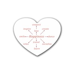 Happiness Typographic Style Concept Rubber Coaster (heart) by dflcprintsclothing