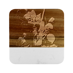 Ai Generated Drink Spinach Smooth Apple Ginger Marble Wood Coaster (square) by danenraven