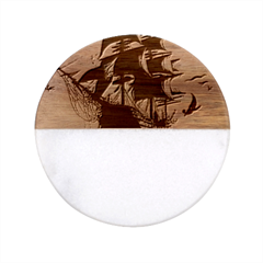 Ship Pirate Adventure Landscape Ocean Sun Heaven Classic Marble Wood Coaster (round)  by danenraven