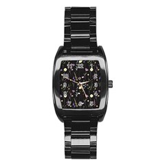 Flowers Floral Pattern Floral Print Stainless Steel Barrel Watch