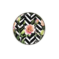 Black Chevron Peach Lilies Hat Clip Ball Marker by GardenOfOphir