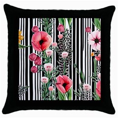 Tropical Paradise - Watercolor Botanical Flowers Throw Pillow Case (black) by GardenOfOphir