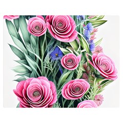 Attention-getting Watercolor Flowers One Side Premium Plush Fleece Blanket (medium) by GardenOfOphir