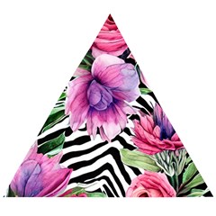Classy And Chic Watercolor Flowers Wooden Puzzle Triangle by GardenOfOphir