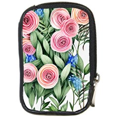 County Charm – Watercolor Flowers Botanical Compact Camera Leather Case by GardenOfOphir