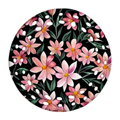 Classy Botanicals – Watercolor Flowers Botanical Ornament (round Filigree) by GardenOfOphir