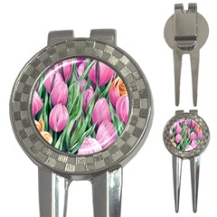 Cheerful Watercolor Flowers 3-in-1 Golf Divots by GardenOfOphir
