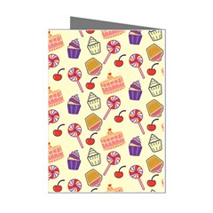 Happy Birthday Cupcake Pattern Lollipop Flat Design Mini Greeting Cards (pkg Of 8) by Ravend