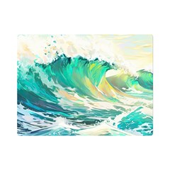 Ai Generated Waves Ocean Sea Tsunami Nautical Art One Side Premium Plush Fleece Blanket (mini) by Ravend