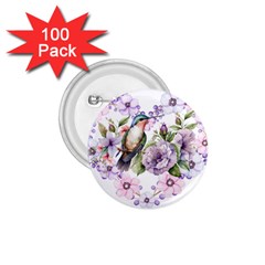 Hummingbird In Floral Heart 1 75  Buttons (100 Pack)  by augustinet