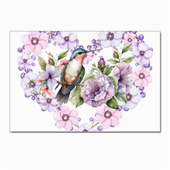 Hummingbird In Floral Heart Postcards 5  X 7  (pkg Of 10) by augustinet