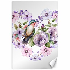 Hummingbird In Floral Heart Canvas 20  X 30  by augustinet