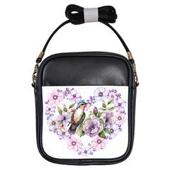 Hummingbird In Floral Heart Girls Sling Bag by augustinet