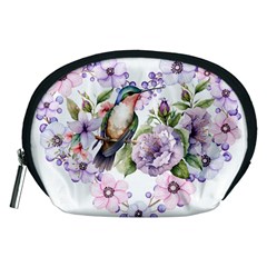 Hummingbird In Floral Heart Accessory Pouch (medium) by augustinet