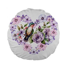 Hummingbird In Floral Heart Standard 15  Premium Flano Round Cushions by augustinet