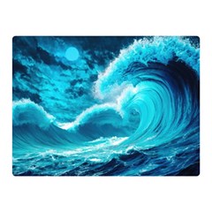 Ai Generated Waves Ocean Sea Tsunami Nautical Sea Premium Plush Fleece Blanket (mini)
