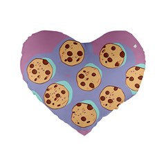 Cookies Chocolate Chips Chocolate Cookies Sweets Standard 16  Premium Flano Heart Shape Cushions by Ravend
