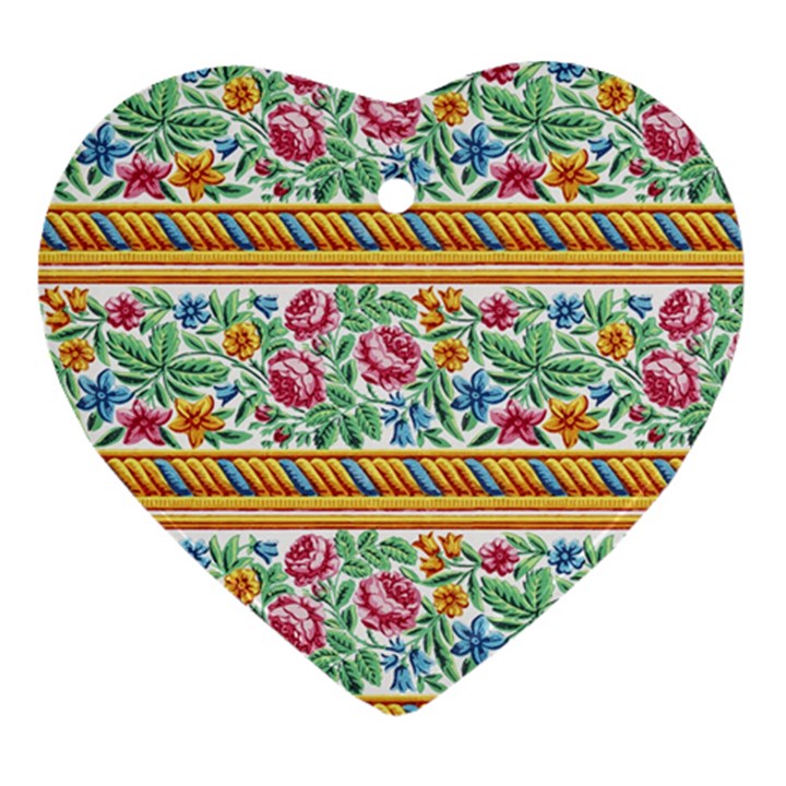 Flower Fabric Fabric Design Fabric Pattern Art Heart Ornament (Two Sides)