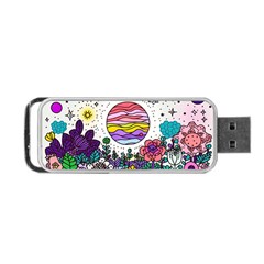 Rainbow Fun Cute Minimal Doodle Drawing Unique Portable Usb Flash (one Side) by Ravend