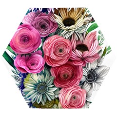 Charming Watercolor Flowers Wooden Puzzle Hexagon by GardenOfOphir