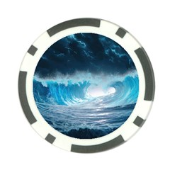 Thunderstorm Storm Tsunami Waves Ocean Sea Poker Chip Card Guard by Ravend