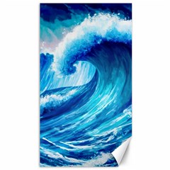 Tsunami Tidal Wave Ocean Waves Sea Nature Water Blue Painting Canvas 40  X 72 