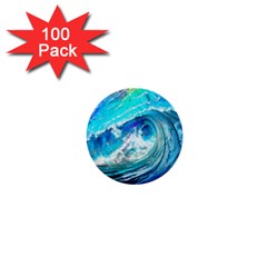 Tsunami Waves Ocean Sea Nautical Nature Water Painting 1  Mini Buttons (100 Pack)  by Ravend