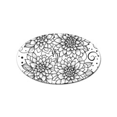 Flowers Template Line Art Pattern Coloring Page Sticker Oval (100 Pack)