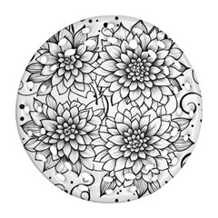 Flowers Template Line Art Pattern Coloring Page Round Filigree Ornament (two Sides) by Ravend