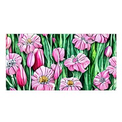 Blushing Bold Botanical Watercolor Flowers Satin Shawl 45  X 80  by GardenOfOphir