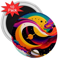 Ai Generated Moon Art Design Graphic Shape 3  Magnets (10 Pack) 