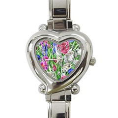 Celestial And Charming Florals Heart Italian Charm Watch by GardenOfOphir
