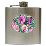 Budding And Captivating Flowers Hip Flask (6 oz) Front