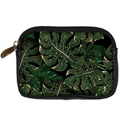 Monstera Plant Tropical Jungle Leaves Pattern Digital Camera Leather Case by Ravend