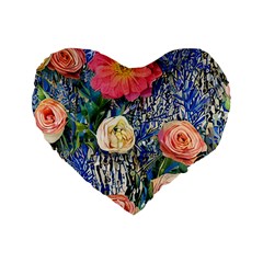 Captivating Watercolor Flowers Standard 16  Premium Heart Shape Cushions by GardenOfOphir
