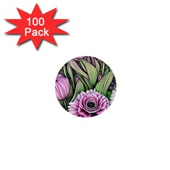 Sumptuous Watercolor Flowers 1  Mini Buttons (100 Pack)  by GardenOfOphir