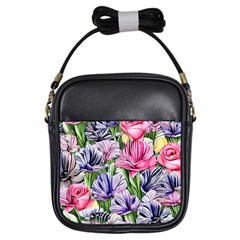 Majestic Watercolor Flowers Girls Sling Bag by GardenOfOphir