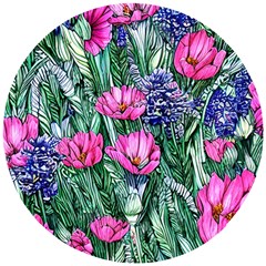 Cherished Watercolor Flowers Wooden Puzzle Round by GardenOfOphir