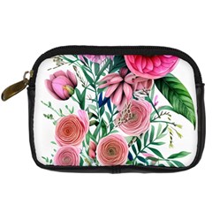 Captivating And Celestial Watercolor Flowers Digital Camera Leather Case by GardenOfOphir