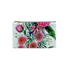 Captivating And Celestial Watercolor Flowers Cosmetic Bag (small) by GardenOfOphir