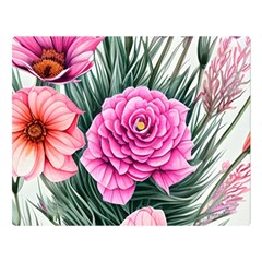 Color-infused Watercolor Flowers Premium Plush Fleece Blanket (large) by GardenOfOphir