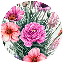 Color-infused Watercolor Flowers Wooden Puzzle Round by GardenOfOphir