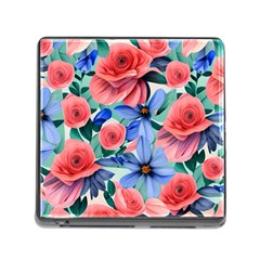 Classy Watercolor Flowers Memory Card Reader (square 5 Slot) by GardenOfOphir